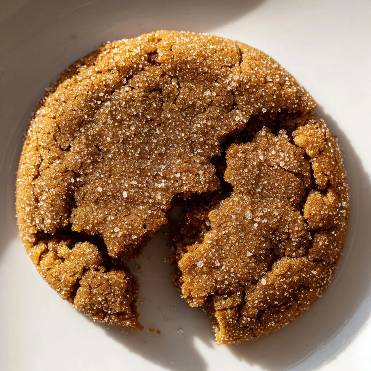 Freshly baked Soft Molasses and Ginger Cookies with a crackled sugar topping and chewy centers, arranged on a cooling rack. 