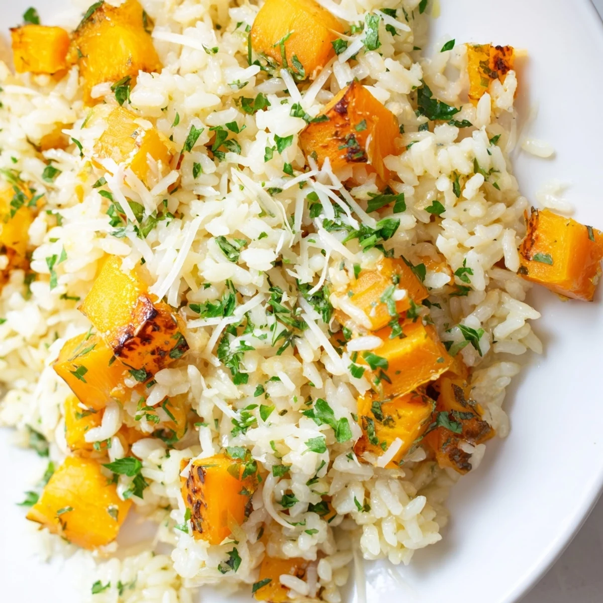 Roasted squash cubes melt into rich Parmesan risotto for cozy Italian dinners.