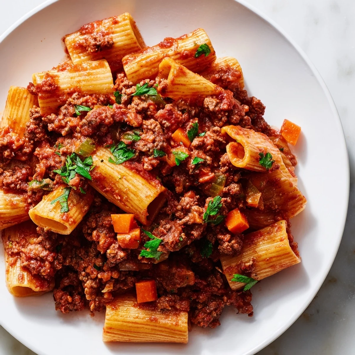 Slow cooker ragu sauce simmering in a black slow cooker with steam rising and a wooden spoon.