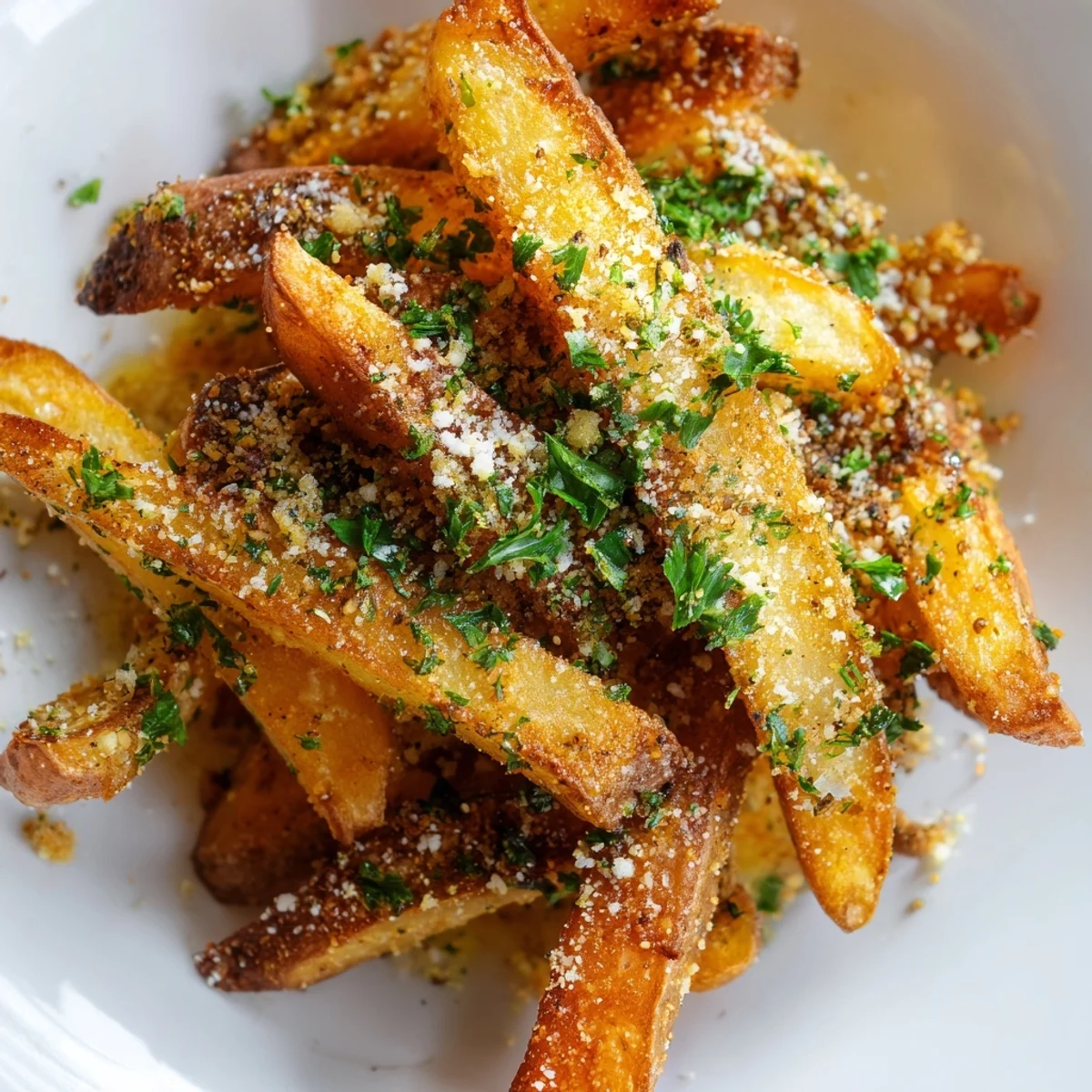 Freshly baked Roasted Fries with Garlic tossed in olive oil and herbs, served with dipping sauce.