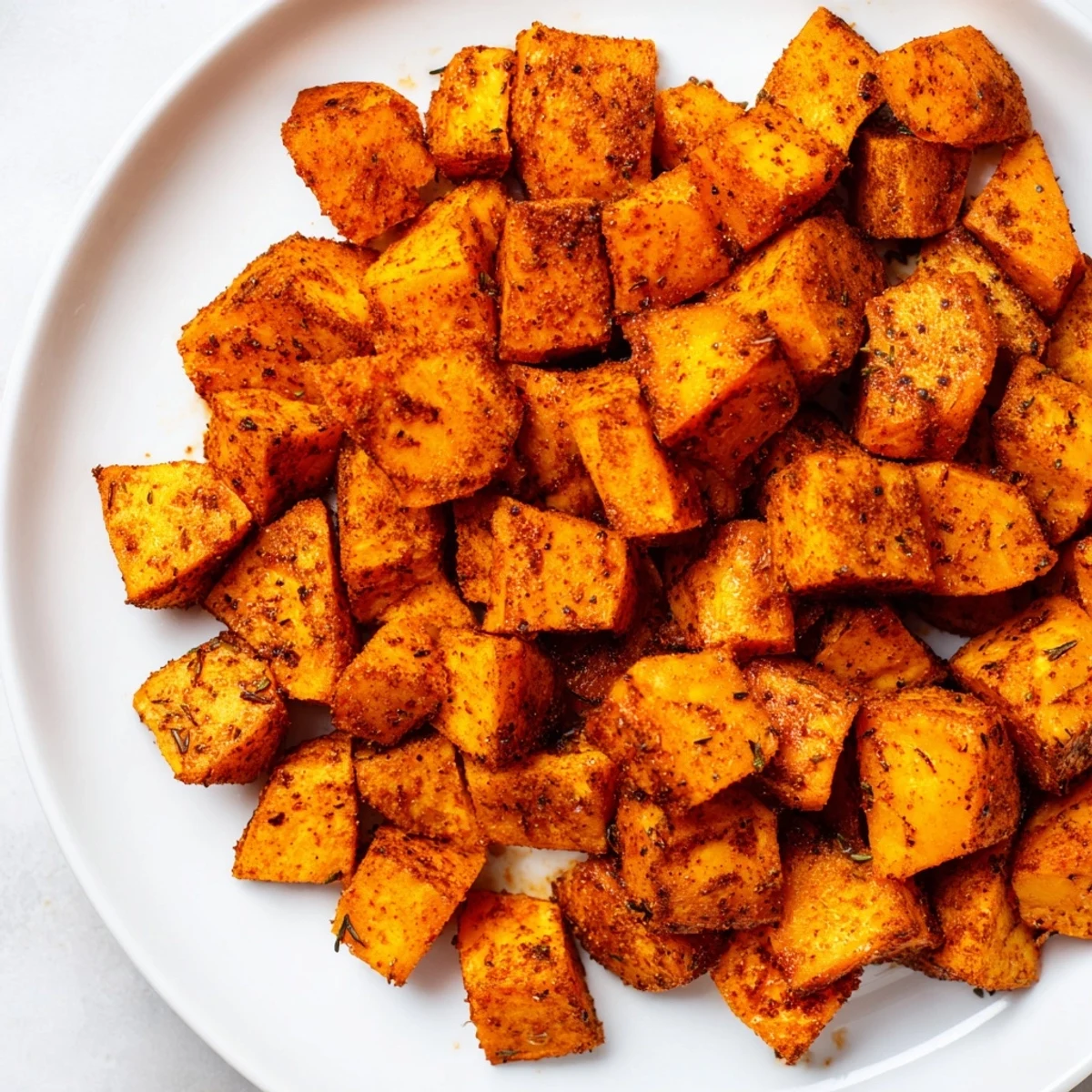 Roasted Creole Spiced Roasted Sweet Potatoes served hot, perfect for a vegan side dish.