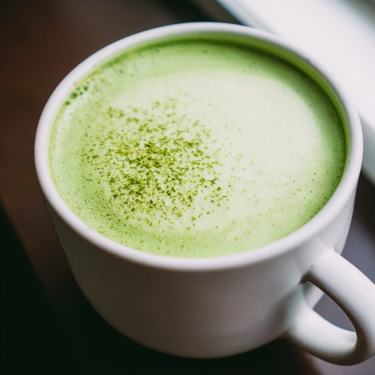 Steaming Shamrock Green Matcha Latte with Honey in a clear glass mug, showcasing creamy froth and a vibrant hue.