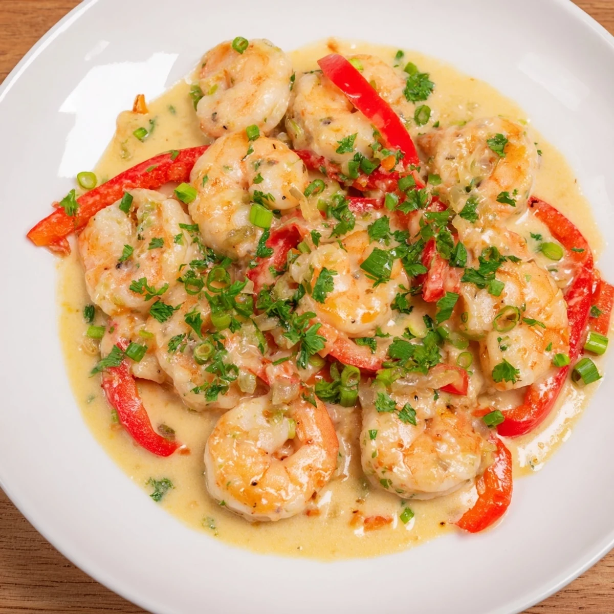 Steaming Garlic Shrimp in Coconut Milk over jasmine rice, featuring plump pink shrimp and a glossy, herb-flecked sauce perfect for easy gluten-free weeknight meals.