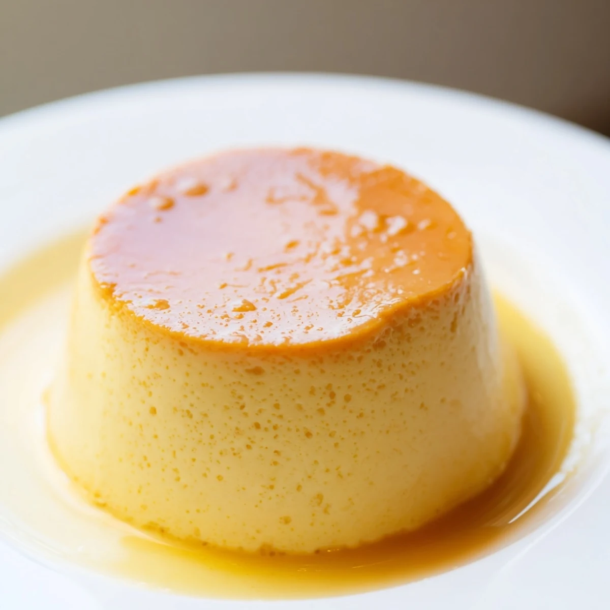 Classic Baked Milk Pudding with a creamy vanilla custard texture in a white dish on a rustic table.