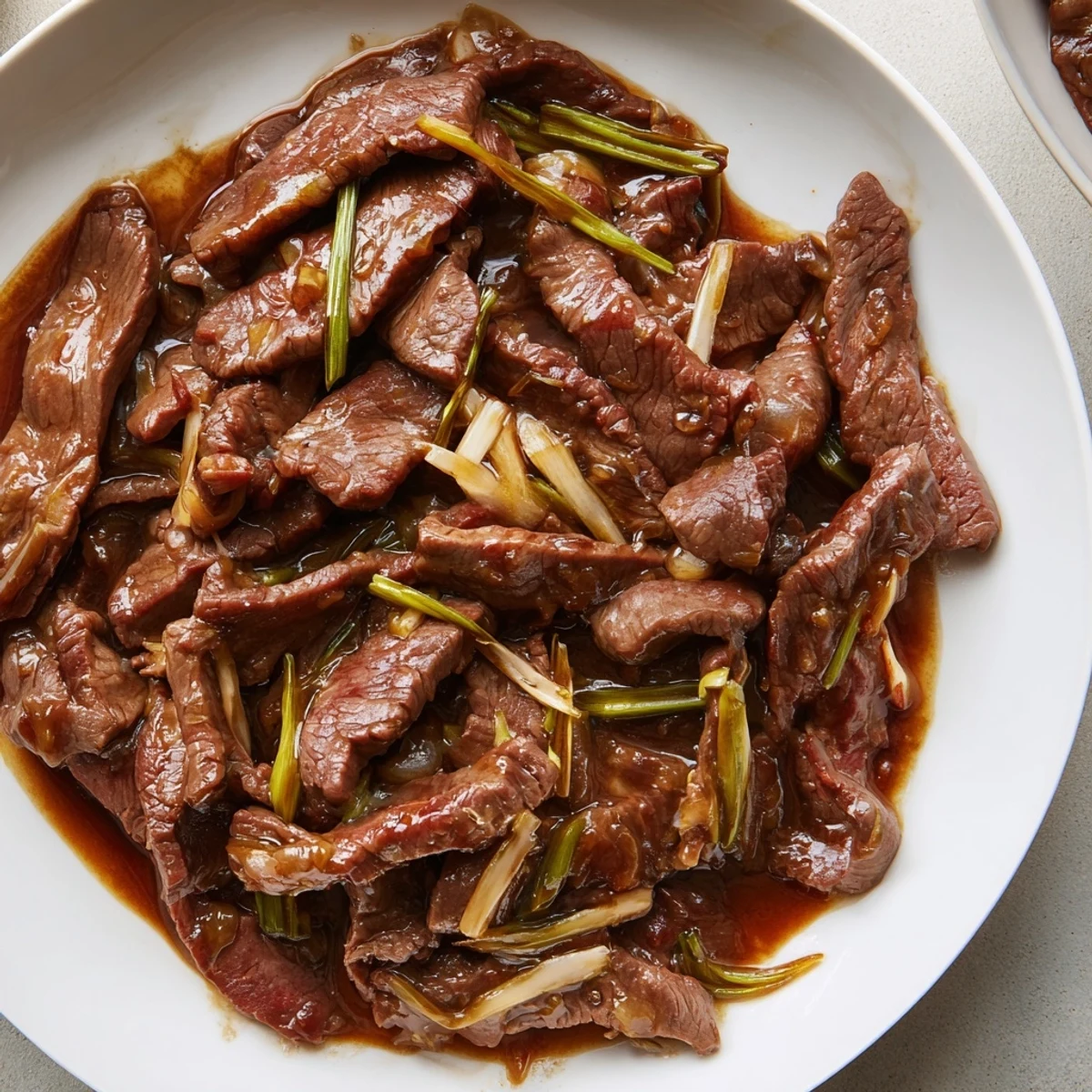 A close-up of sizzling Beef With Oyster Sauce featuring crisp snow peas, bell pepper, and a rich savory aroma.