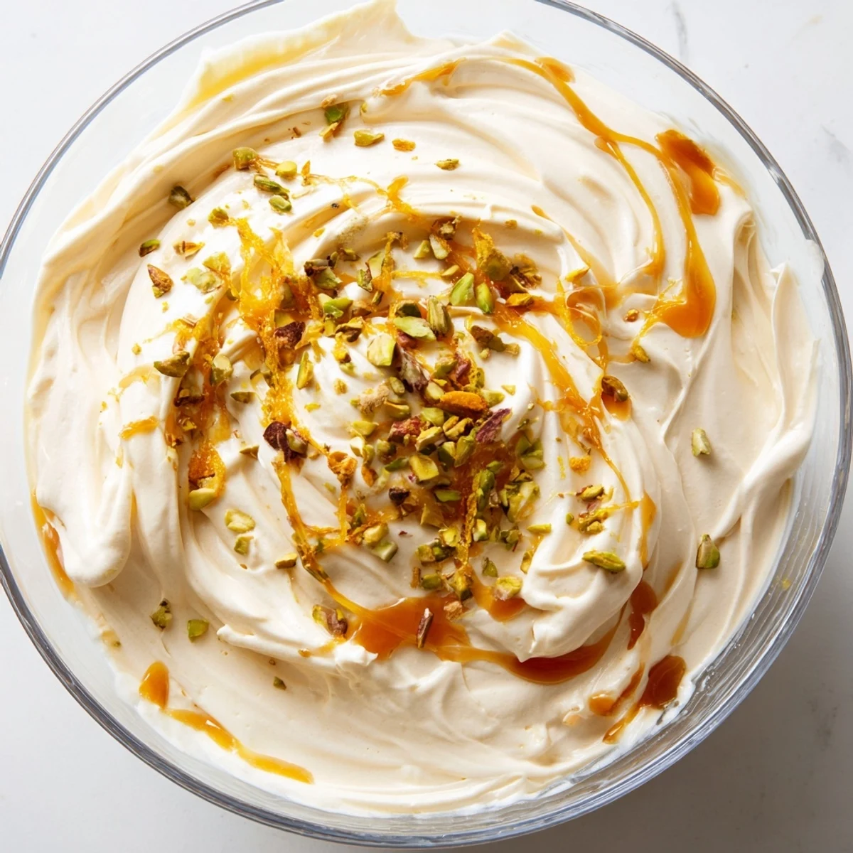 Light and airy mousse with sweet dates and fragrant orange blossom water in glass serving bowls