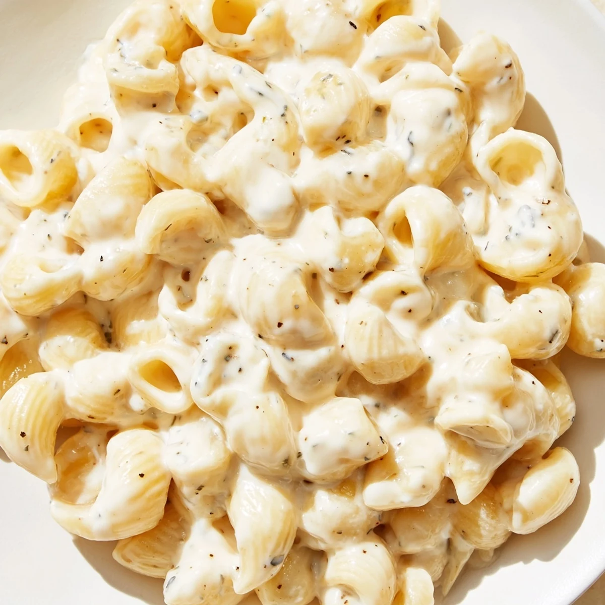 Baked Boursin mac and cheese casserole with crispy panko crust and fresh parsley garnish