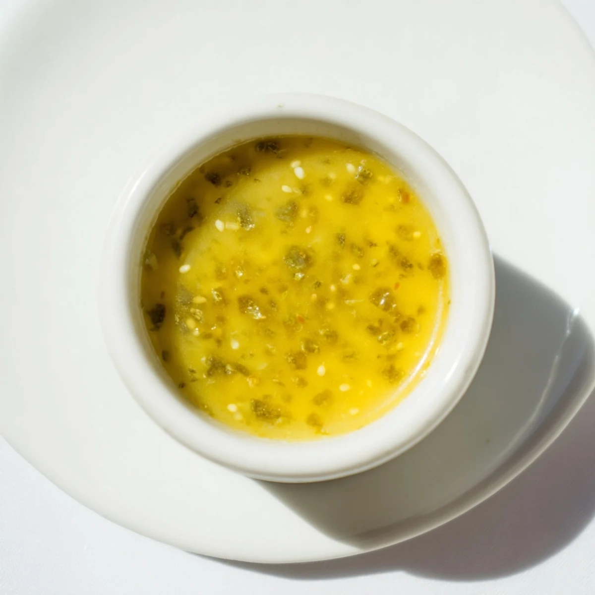 Creamy jalapeño honey mustard sauce drizzled over grilled chicken tenders on a white serving plate