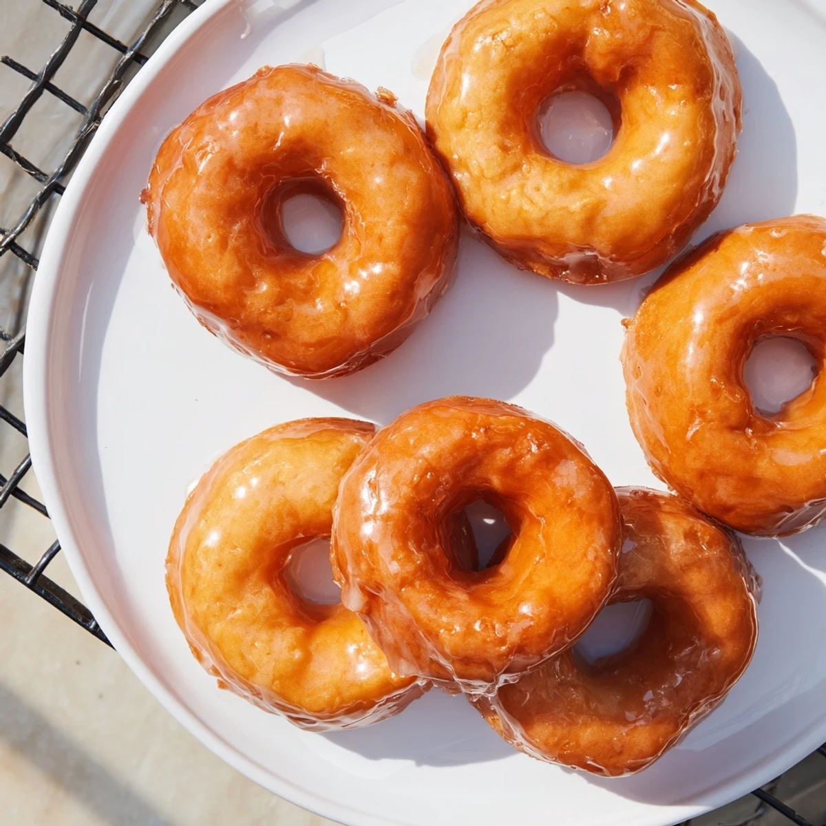 Golden maple pumpkin mochi donuts drizzled with sweet glaze on a wire rack