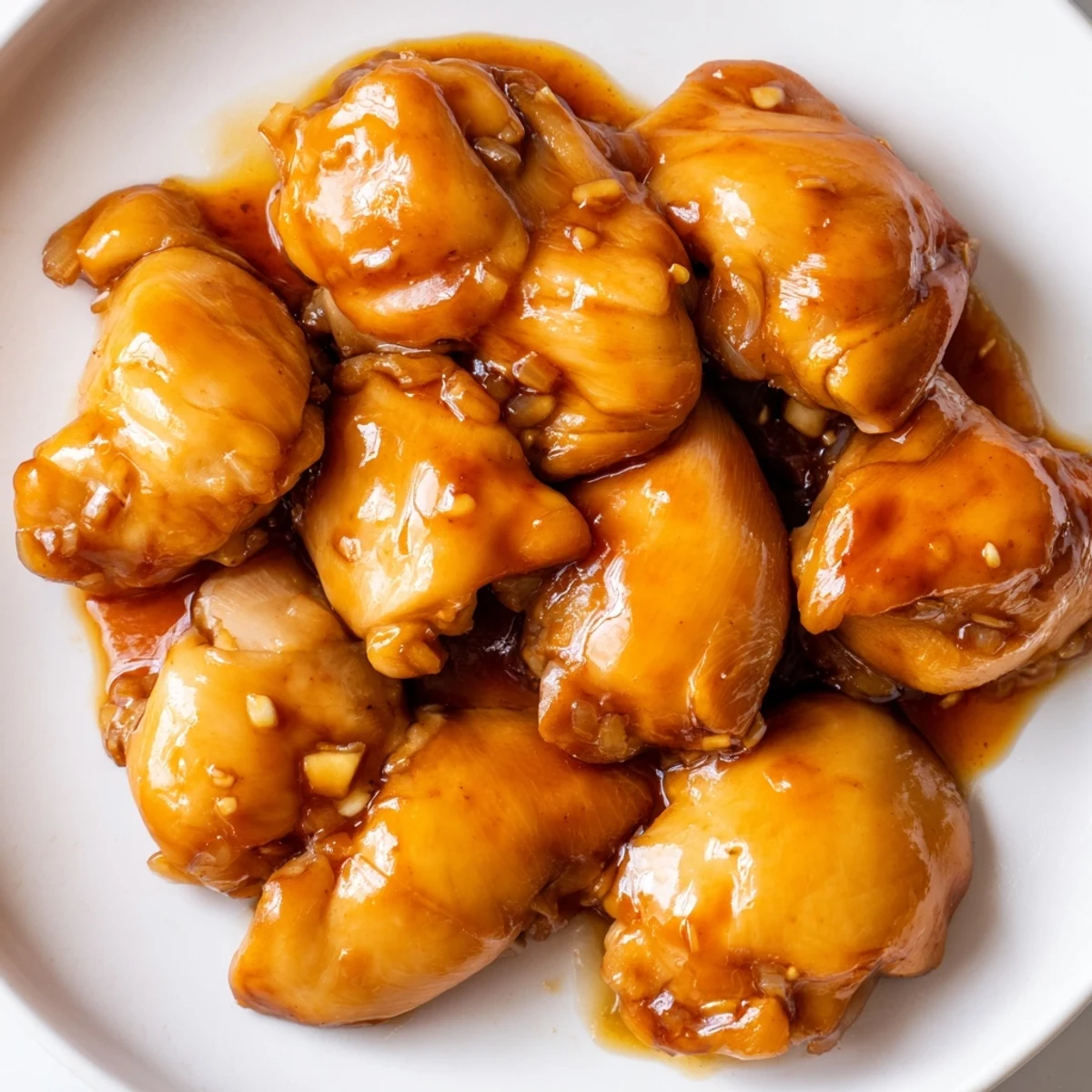 Finished honey garlic chicken with roasted sweet potatoes garnished with fresh parsley and sesame seeds