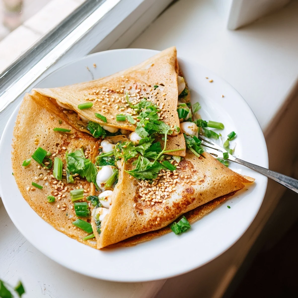 Turmeric-spiced Mont Lin Ma Yar rice flour pancakes served hot with roasted coconut topping