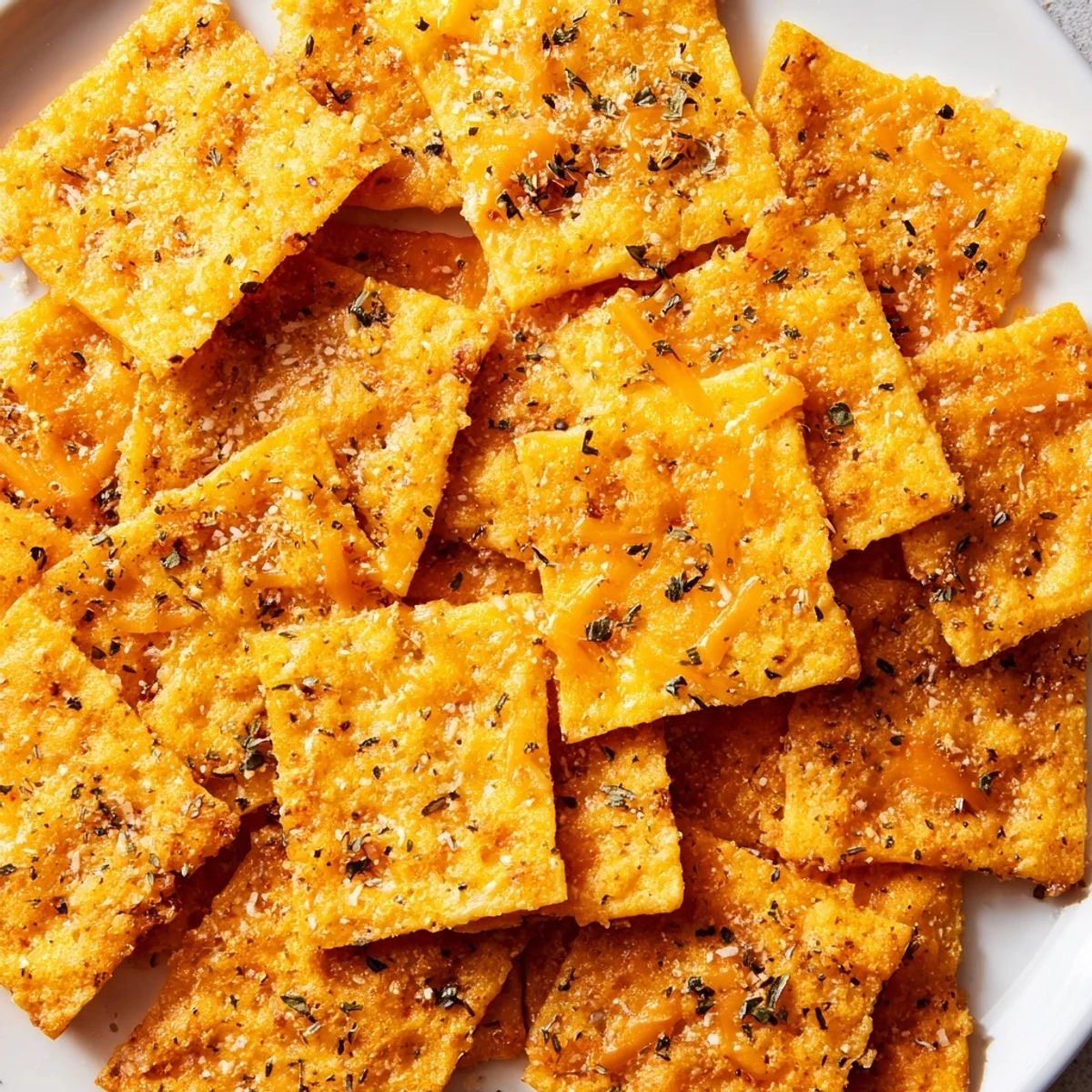 Close-up of seasoned taco crackers with a crunchy texture dusted in warm spices