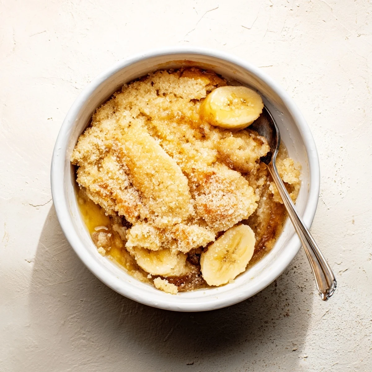 Southern banana cobbler fresh from the oven with a golden crunchy crust