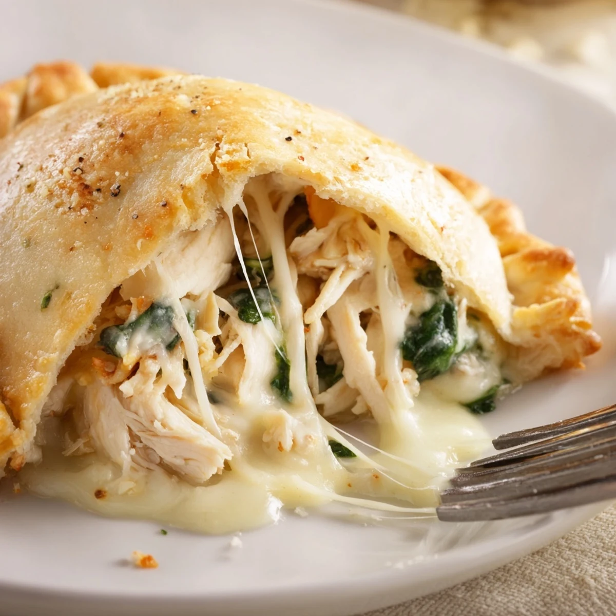 Serve Crispy Cheesy Chicken Alfredo Air Fryer Calzones hot, alongside marinara for dipping