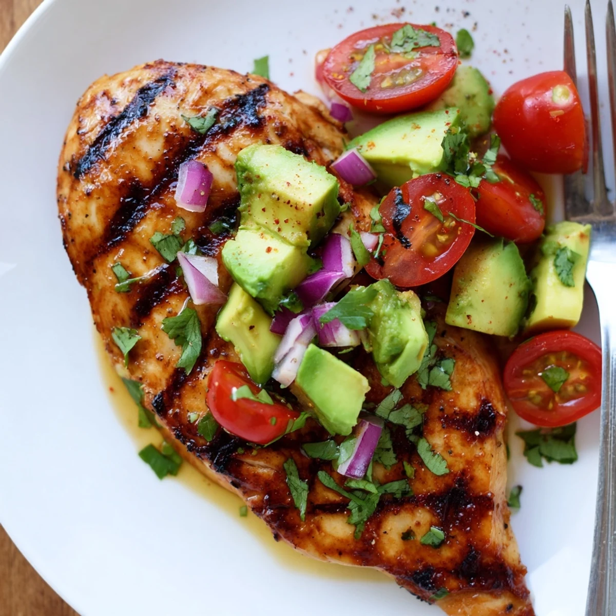 Sliced Fiesta Lime Chicken With Avocado served over rice, juicy, zesty bites