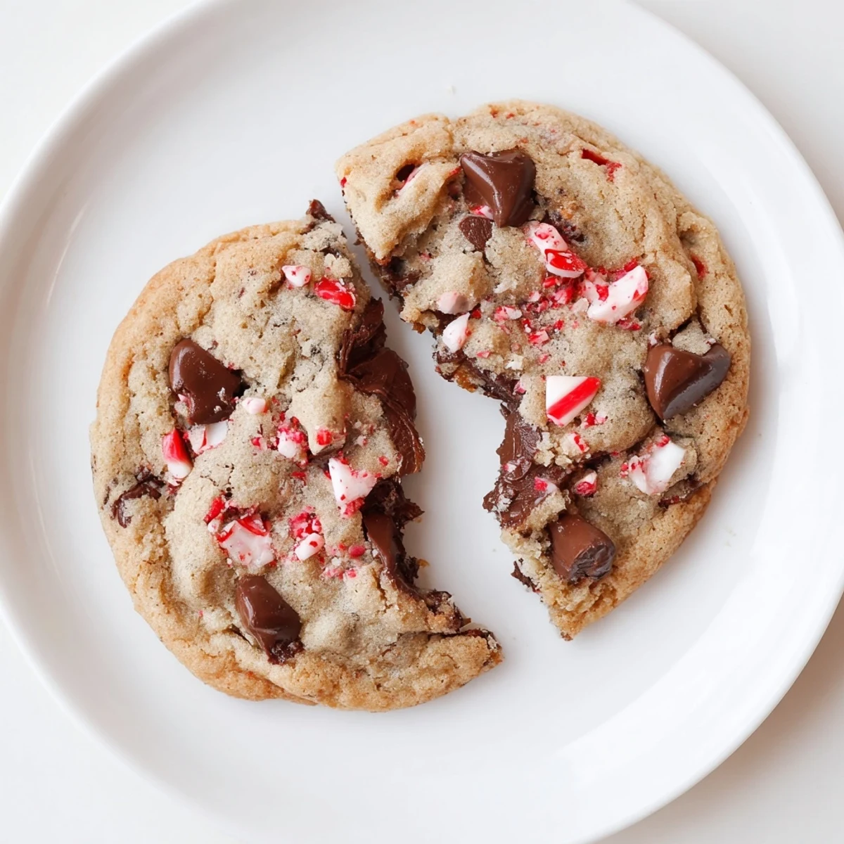 Peppermint Chocolate Chip Cookies, warm from oven with glistening crushed peppermint