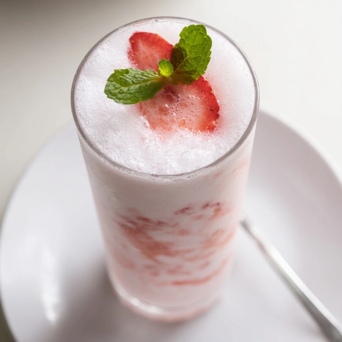 Strawberry Coconut Cooler Recipe in chilled glasses garnished with mint and strawberry