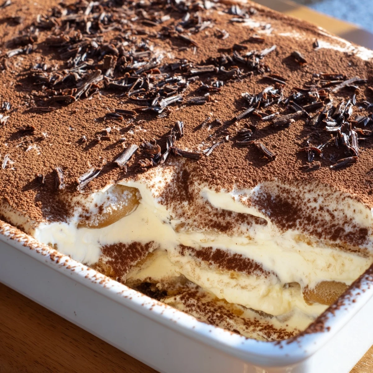 Elegant tiramisu recipe featuring espresso-dipped savoiardi layered with smooth mascarpone and finished with dark cocoa powder