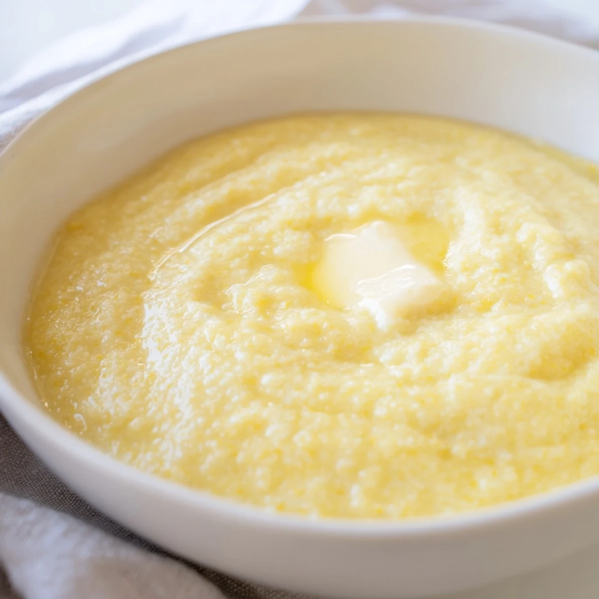 Savory maize porridge served steaming hot with grated cheese and fresh herbs