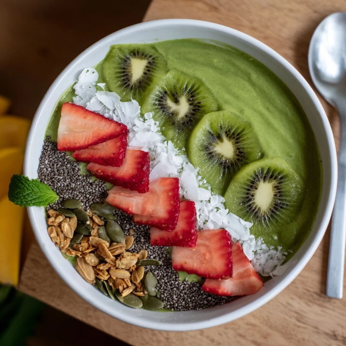 Chilled Green Smoothie Bowls ready for an energizing breakfast or snack.