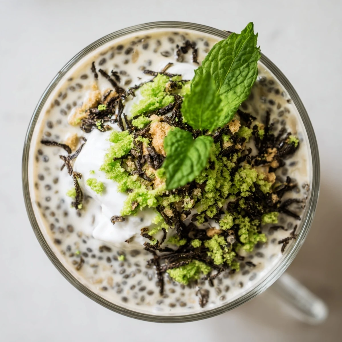 Tangy dairy-free Key lime chia pudding in glass bowls with graham cracker crumble and lime wedges