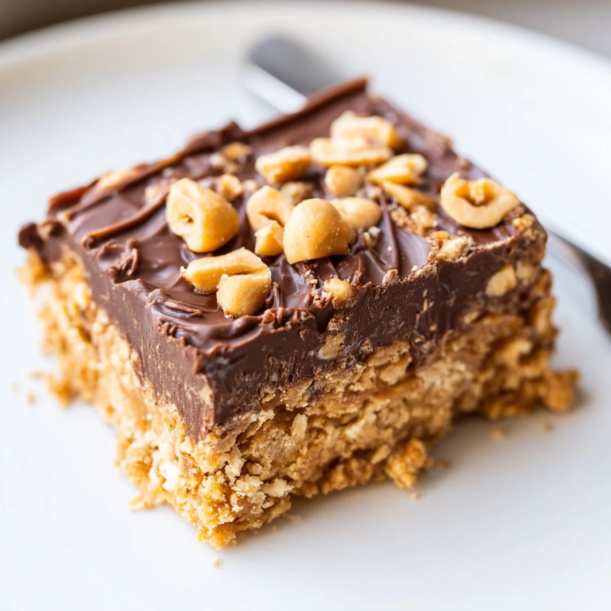 Creamy Peanut Butter Bars cut into squares, perfect alongside cold milk