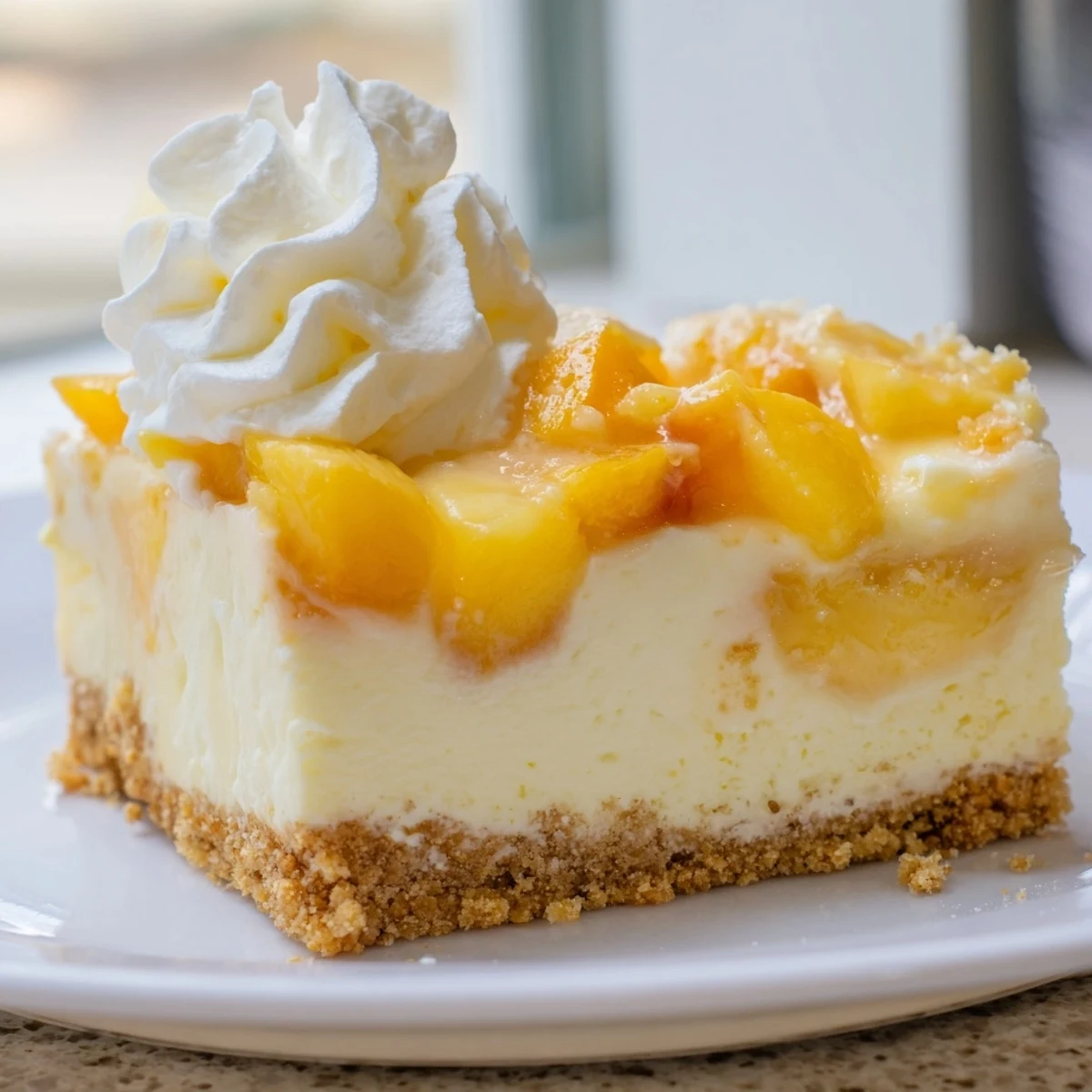 Peaches and Cream Cheesecake Bars