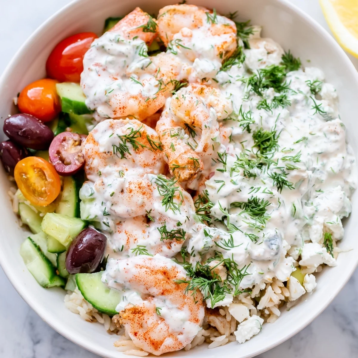Greek Shrimp Mediterranean Bowl