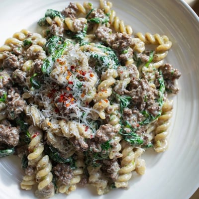 Creamy High Protein Beef Pasta