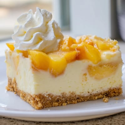 Peaches and Cream Cheesecake Bars